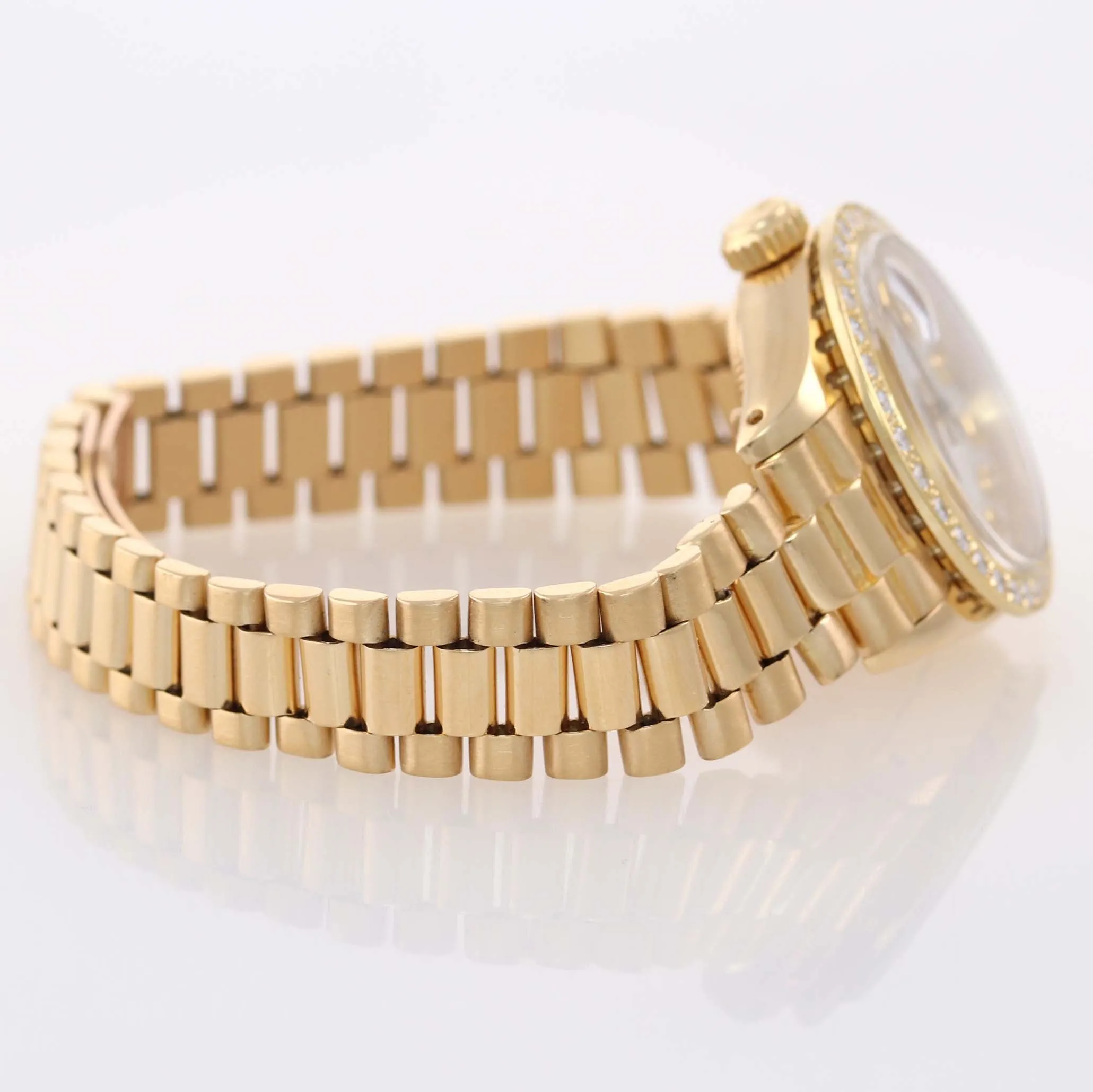 DIAMONDS Ladies Rolex DateJust President 26mm MOP 6917 18k Yellow Gold Watch