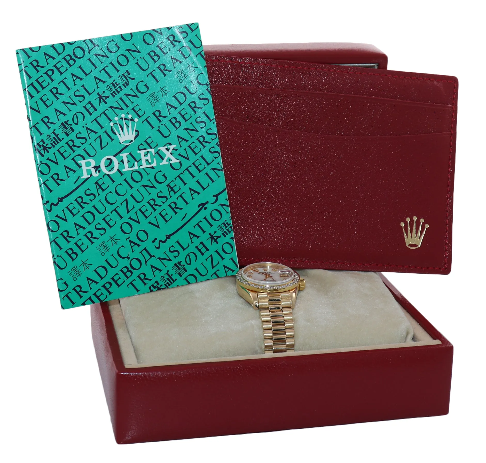 DIAMONDS Ladies Rolex DateJust President 26mm MOP 6917 18k Yellow Gold Watch