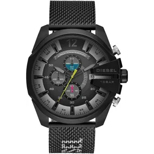Diesel Mega Chief Black Mesh Bracelet Grey Dial Chronograph Quartz Watch for Gents - DZ4514