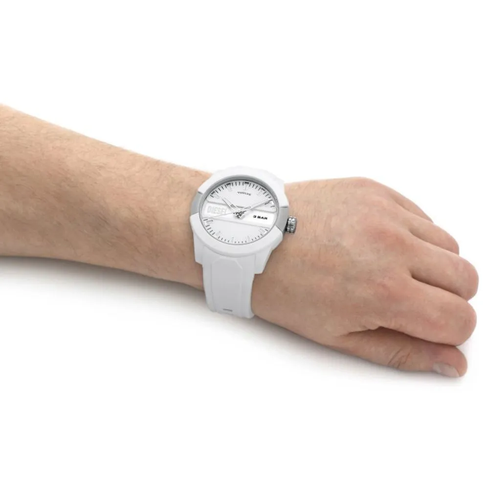 Diesel Men's Double Up Three-Hand White Silicone Watch