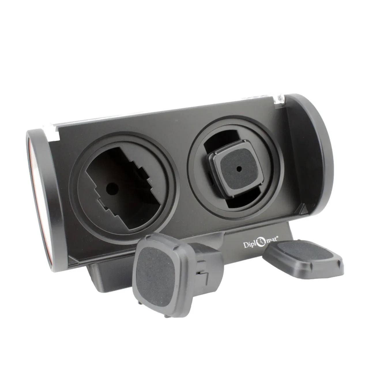 Diplomat Economy Double Watch Winder - Black/Burlwood