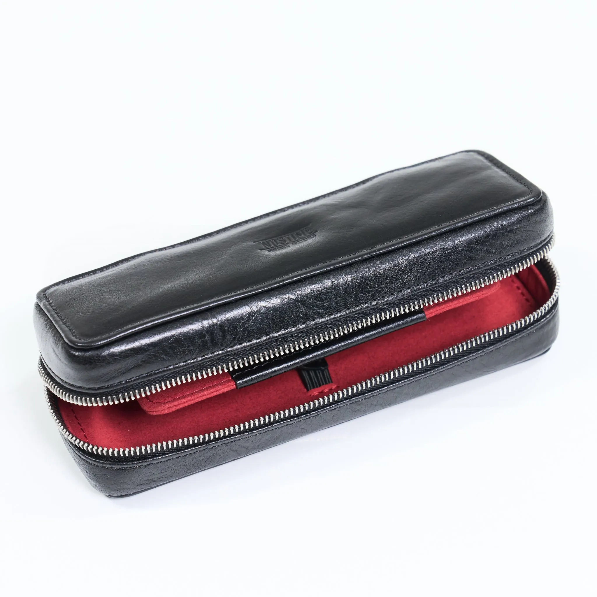 DISTRESSED BLACK DUO POUCH FOR TWO WATCHES