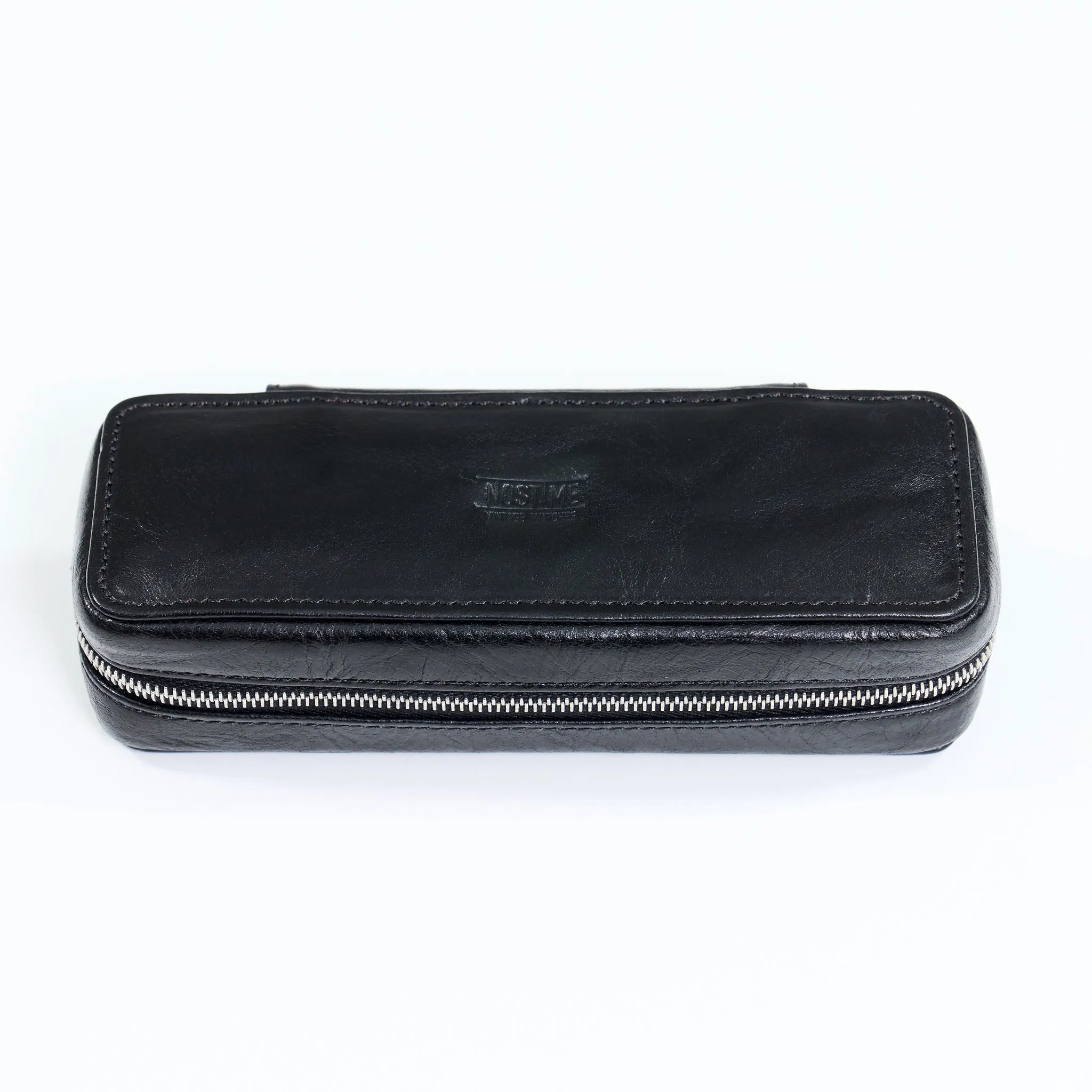 DISTRESSED BLACK DUO POUCH FOR TWO WATCHES