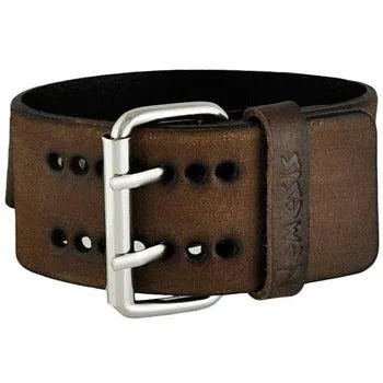 Distressed Brown Leather Cuff