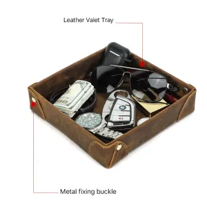 Distressed Leather Desk Organizer Tray