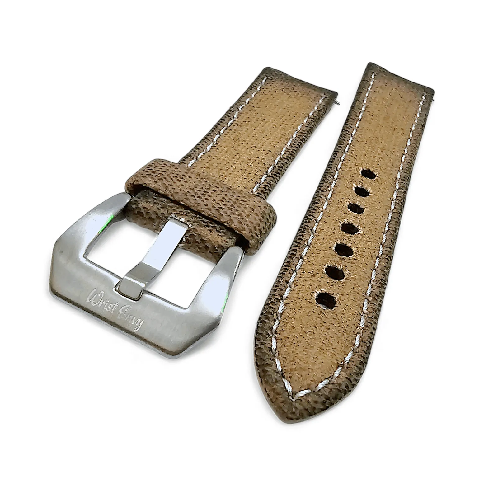 Distressed Thick Canvas Watch Strap Band Beige 20mm 22mm