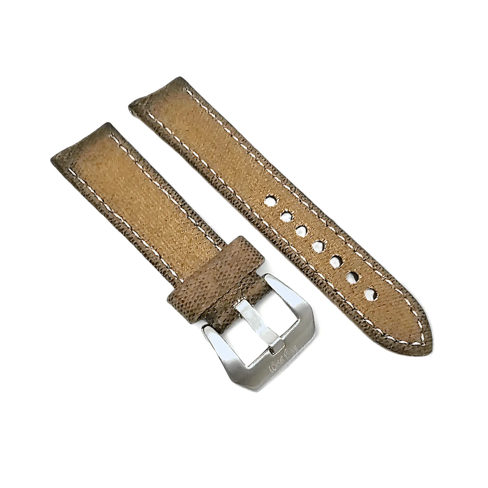 Distressed Thick Canvas Watch Strap Band Beige 20mm 22mm