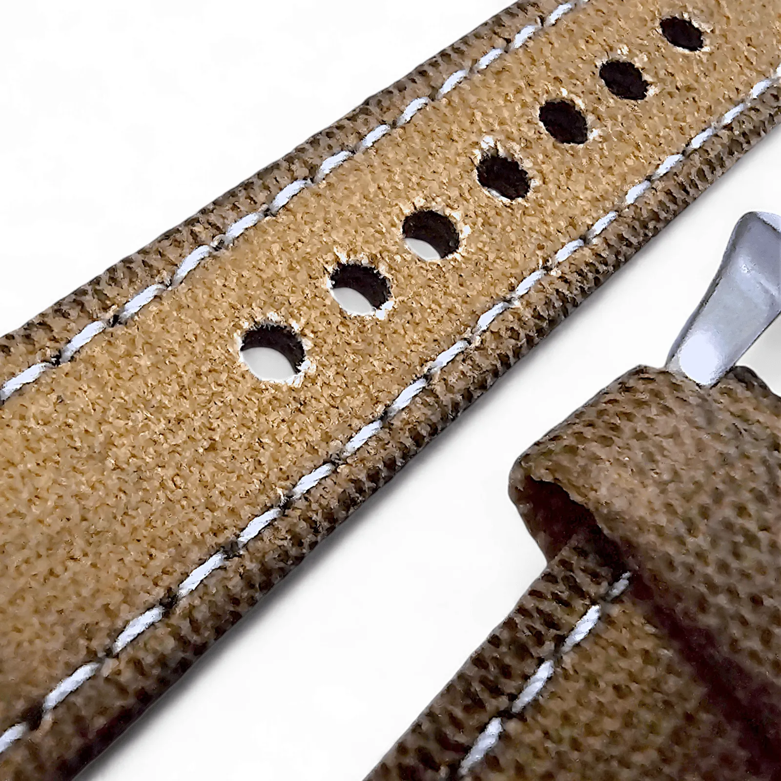 Distressed Thick Canvas Watch Strap Band Beige 20mm 22mm