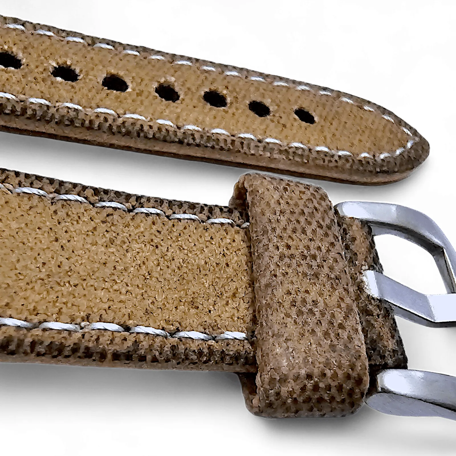 Distressed Thick Canvas Watch Strap Band Beige 20mm 22mm
