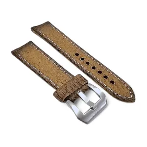 Distressed Thick Canvas Watch Strap Band Beige 20mm 22mm