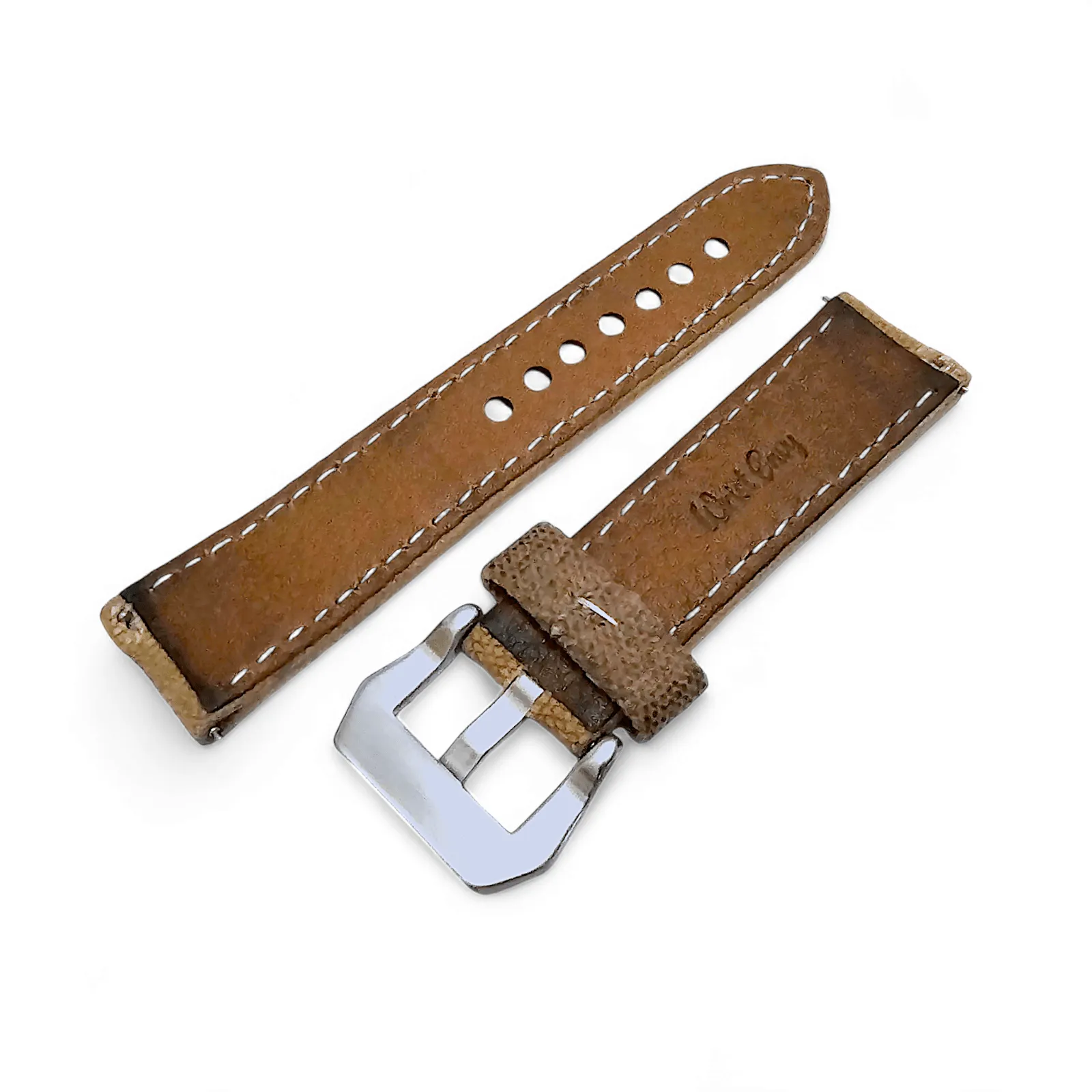 Distressed Thick Canvas Watch Strap Band Beige 20mm 22mm