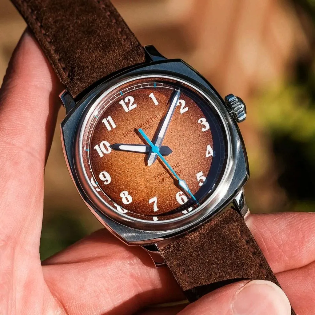 Duckworth Prestex Verimatic - Orange&nbsp;Fumé LE with Brown Italian Suede Straps