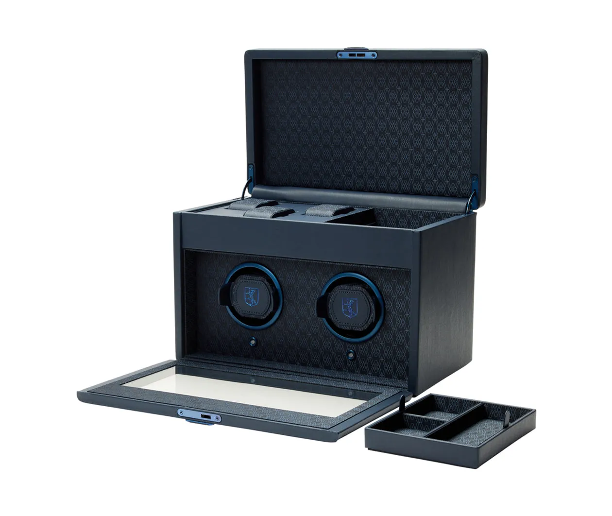 Earth Double Watch Winder With Storage Blue