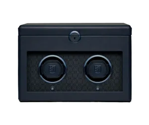 Earth Double Watch Winder With Storage Blue