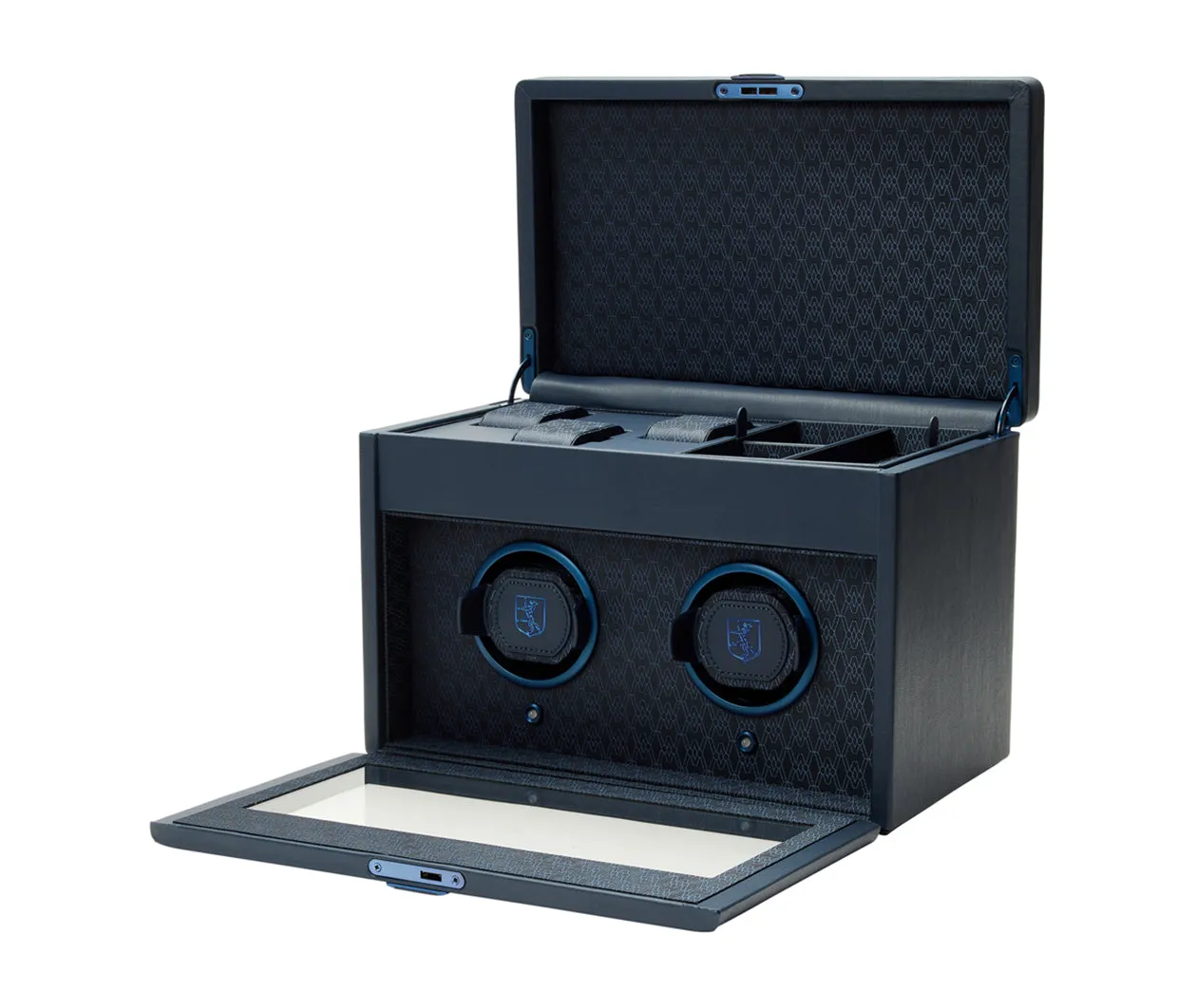 Earth Double Watch Winder With Storage Blue