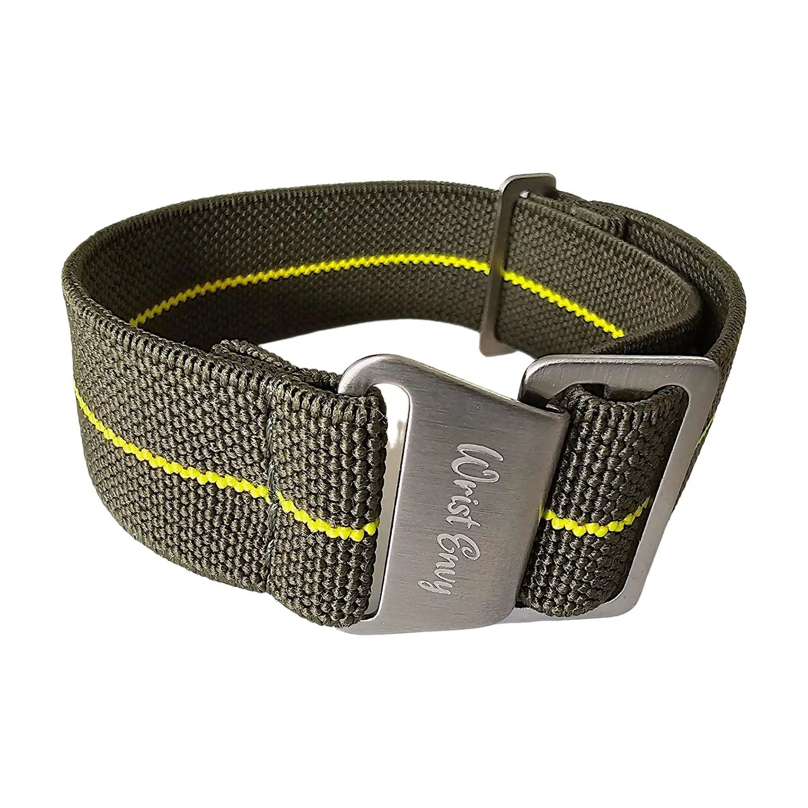 Elastic Nylon French Marine Nationale Watch Strap 20mm 22mm Army Green Yellow