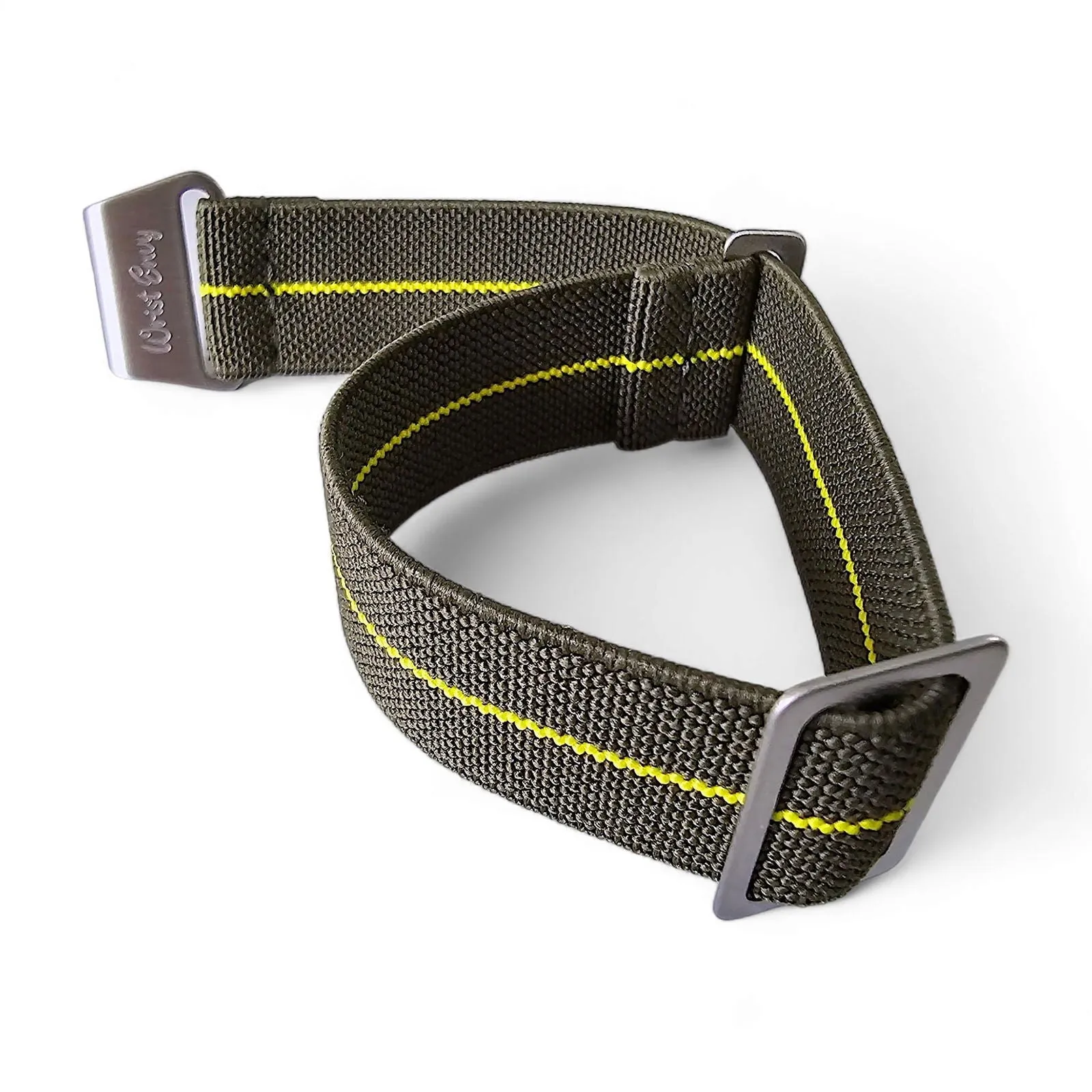 Elastic Nylon French Marine Nationale Watch Strap 20mm 22mm Army Green Yellow