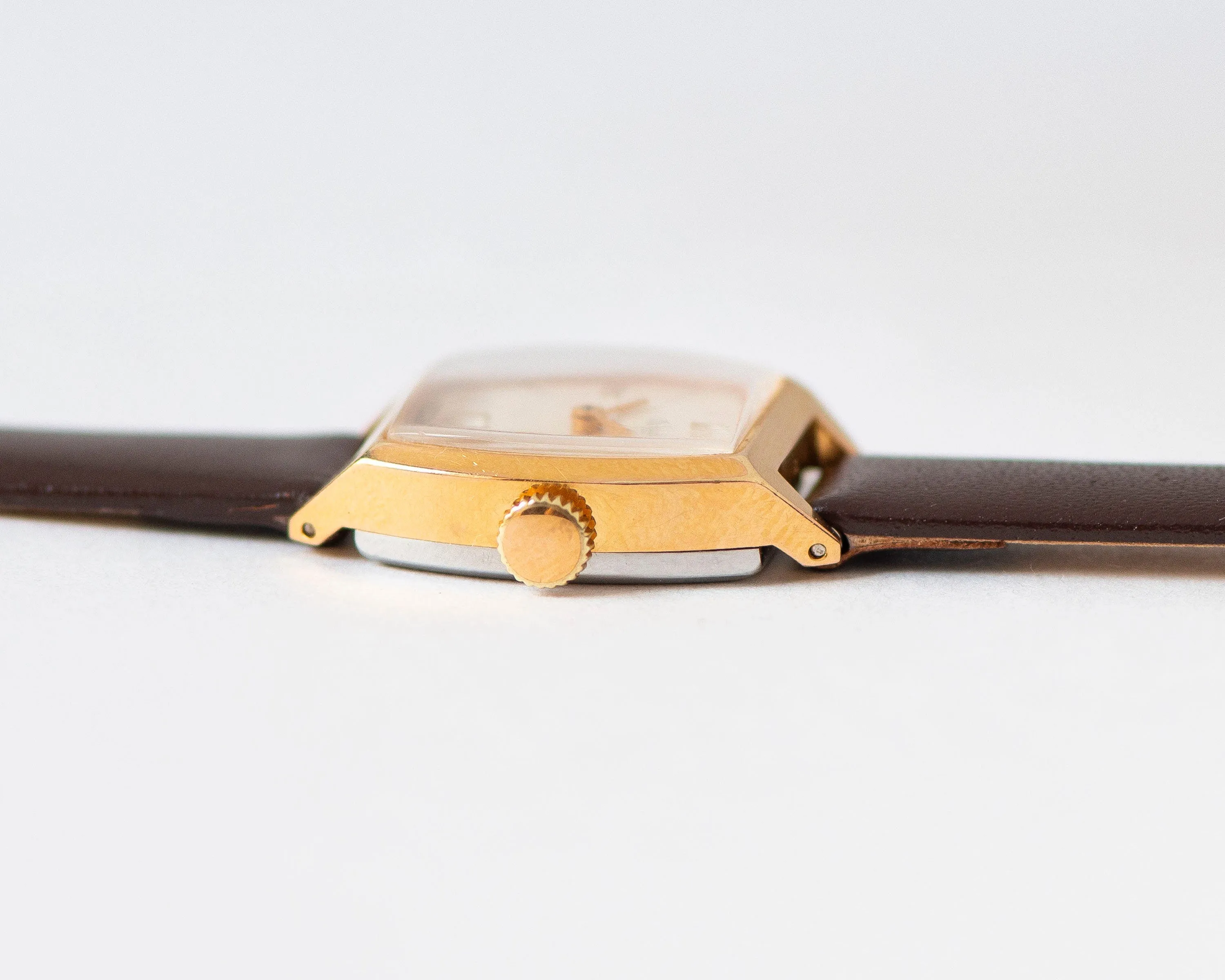 Elegant women's watch gold plated Ray, Roman numerals lady watch classic, vintage retro wrist accessory women gift, new genuine leather band