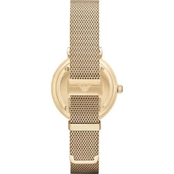 EMPORIO ARMANI Retro Gold Mesh Bracelet Gold Dial Quartz Watch for Ladies - AR1957