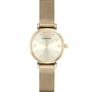 EMPORIO ARMANI Retro Gold Mesh Bracelet Gold Dial Quartz Watch for Ladies - AR1957