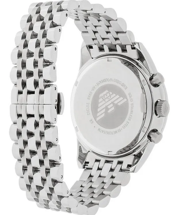 EMPORIO ARMANI Sportivo Silver Stainless Steel Black Dial Chronograph Quartz Watch for Gents - AR5988