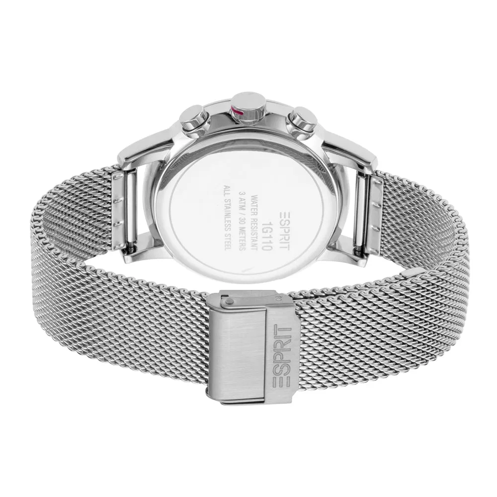 Esprit Men's Stainless Steel Watch Black Dial & Mesh Bracelet