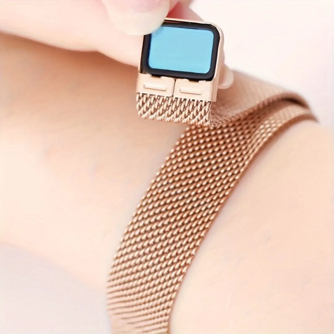 Exquisite Stainless Steel Mesh Band Quartz Watch Set ( 2pcs. set)