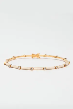 FIYA JEWELLERY | WHITE ENAMEL DIAMOND BRACELET