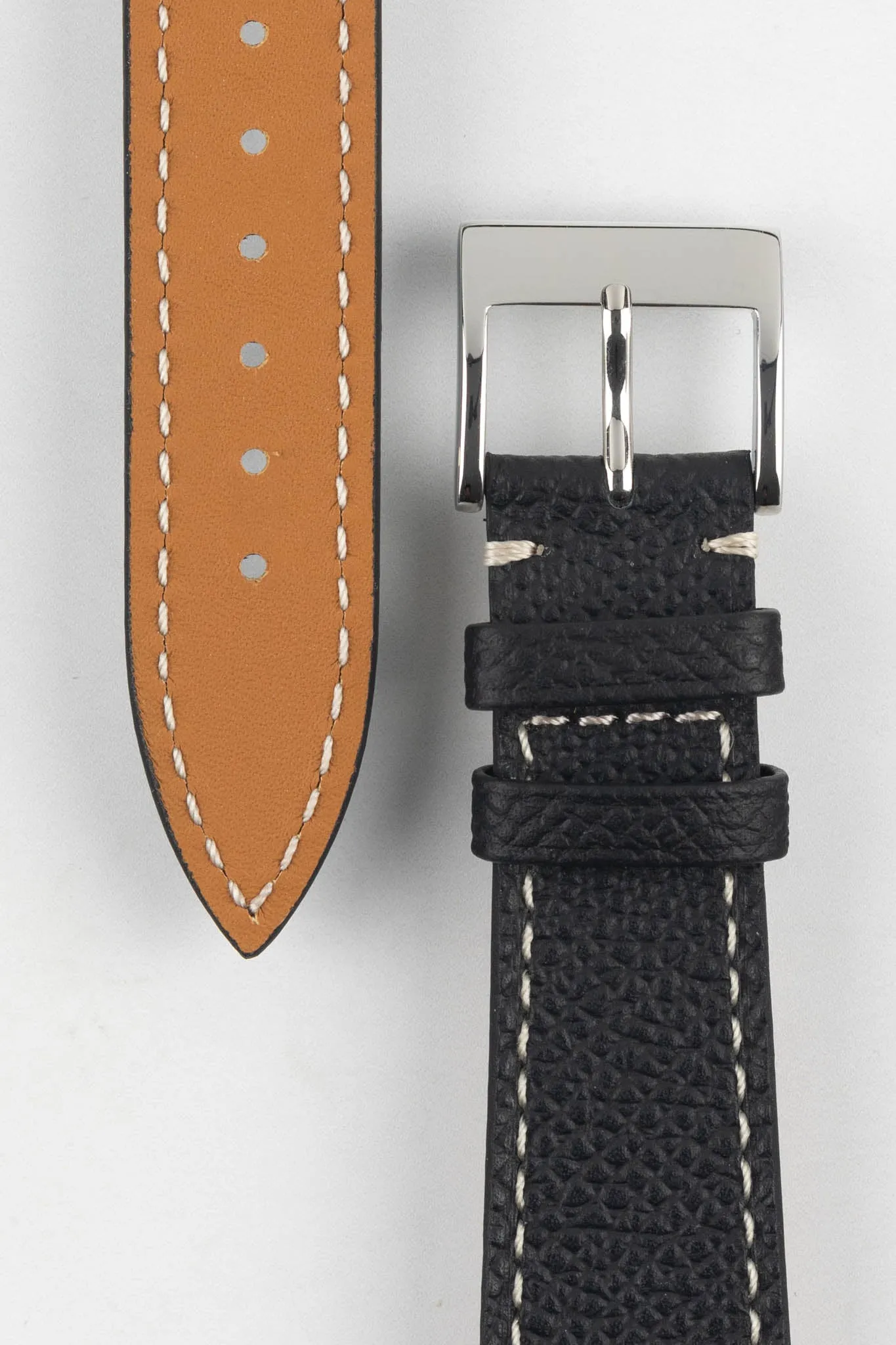 Flat Epsom Watch Strap in Black