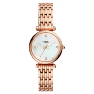 Fossil Carlie Mini Rose Gold Stainless Steel Mother Of Pearl Dial Quartz Watch for Ladies - ES4429