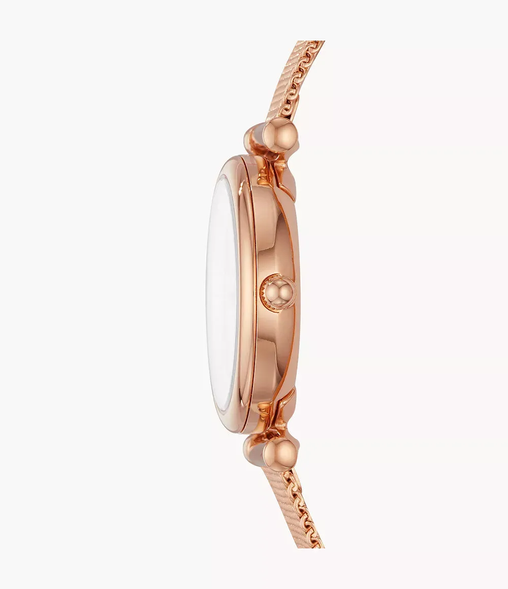Fossil Carlie Mini Three-Hand Rose Gold-Tone Stainless Steel 29mm Ladies Watch