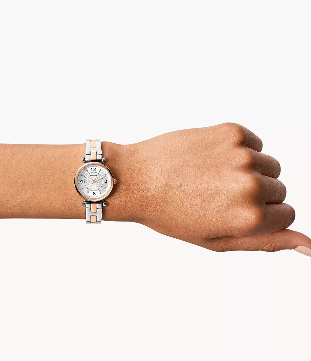 Fossil Carlie Three-Hand Two-Tone Stainless Steel 28mm Ladies Watch