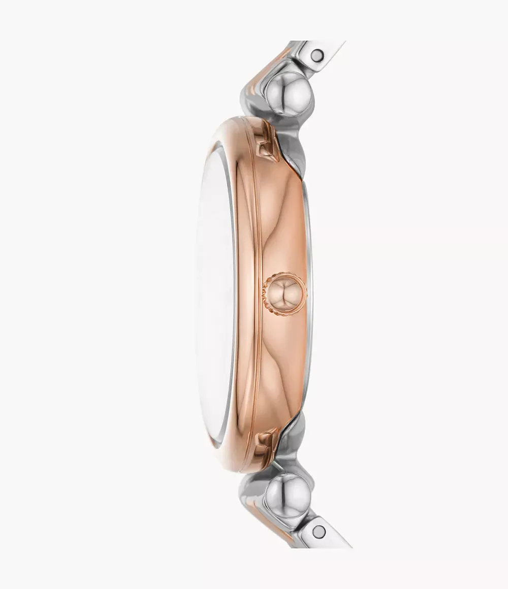 Fossil Carlie Three-Hand Two-Tone Stainless Steel 28mm Ladies Watch