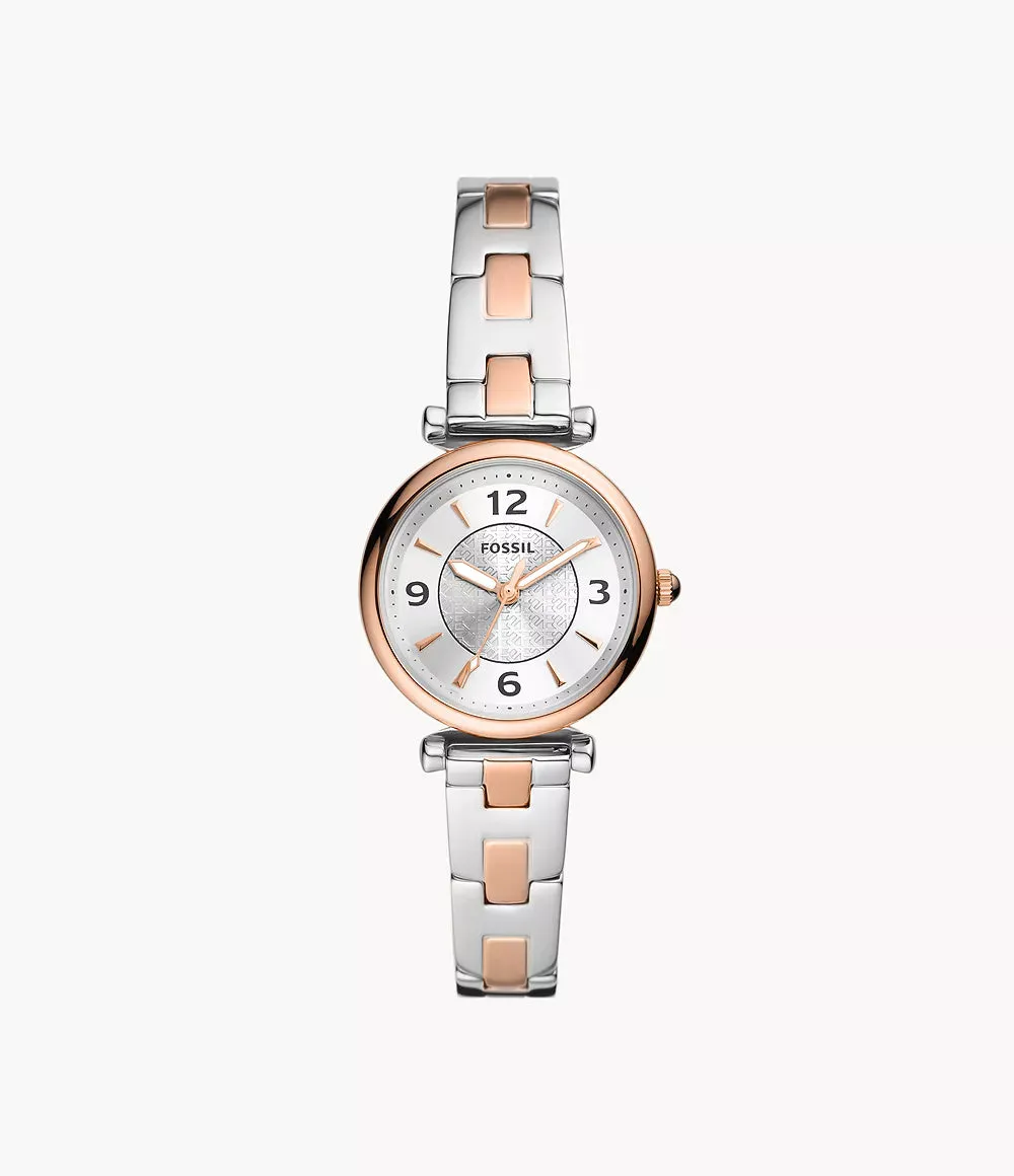 Fossil Carlie Three-Hand Two-Tone Stainless Steel 28mm Ladies Watch