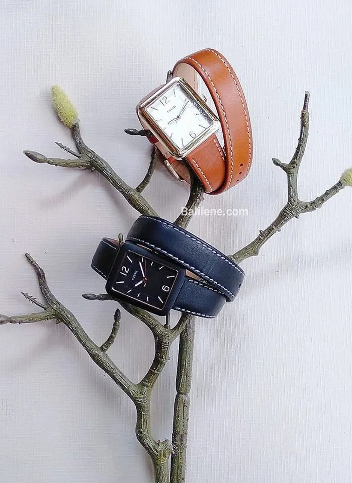Fossil Es4159 Atwater Three-hand Luggage Brown Leather Wrap Watch