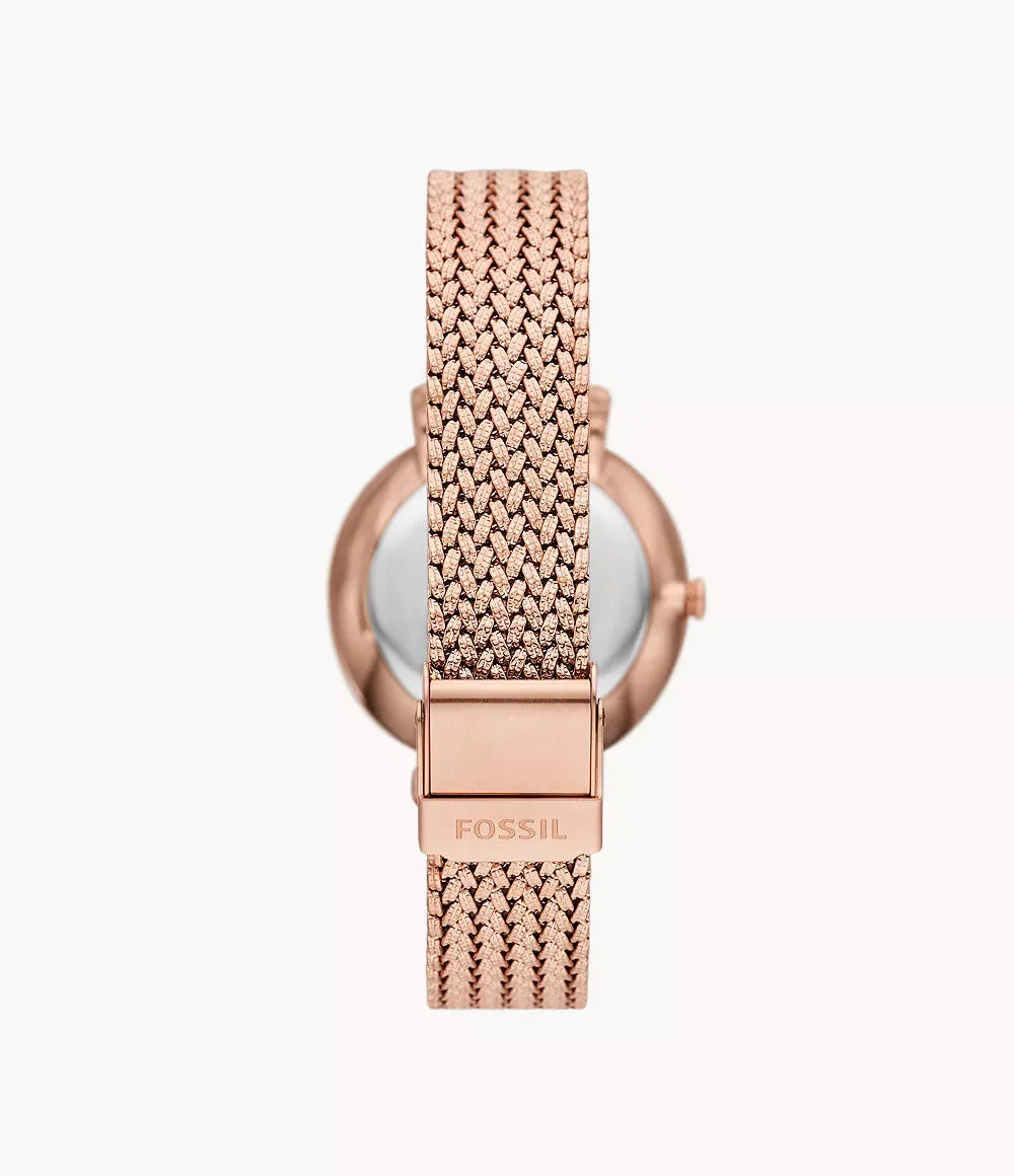 Fossil Jacqueline Three-Hand Date Rose Gold-Tone Stainless Steel Mesh 36mm Ladies Watch
