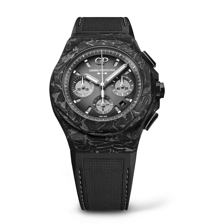 Girard-Perregaux Laureato Absolute 8Tech 44mm Watch with Black Rubber Strap