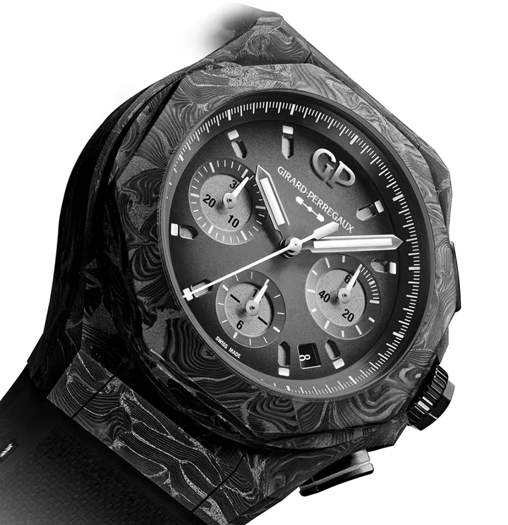 Girard-Perregaux Laureato Absolute 8Tech 44mm Watch with Black Rubber Strap