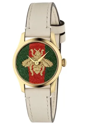 Gucci G-Timeless Gold-Tone Leather Strap Women's Watch YA1265009
