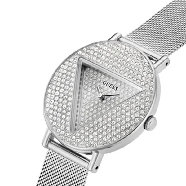 Guess Iconic Silver Mesh Bracelet Silver Dial Quartz Watch for Ladies - GW0477L1