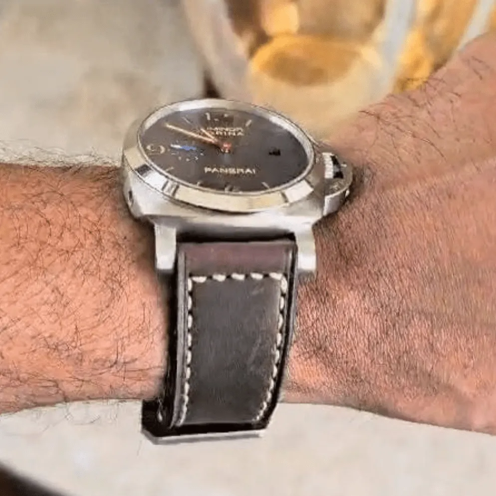 Handmade leather strap for luminor panerai