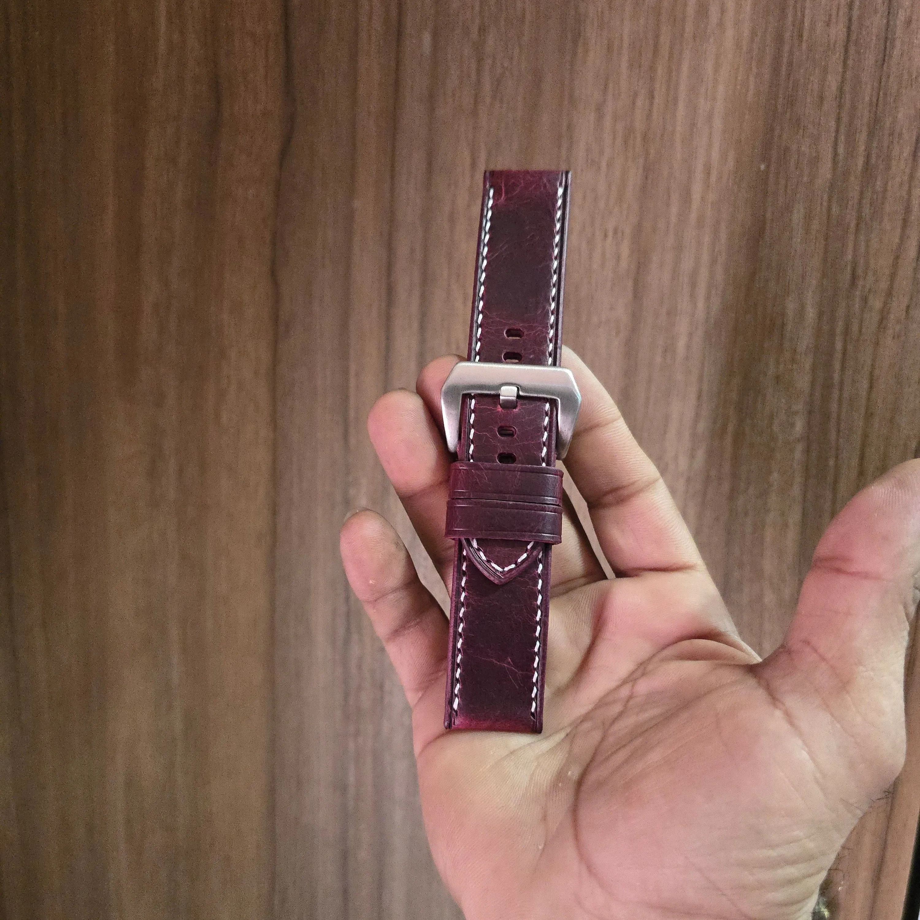 Handmade leather strap for luminor panerai
