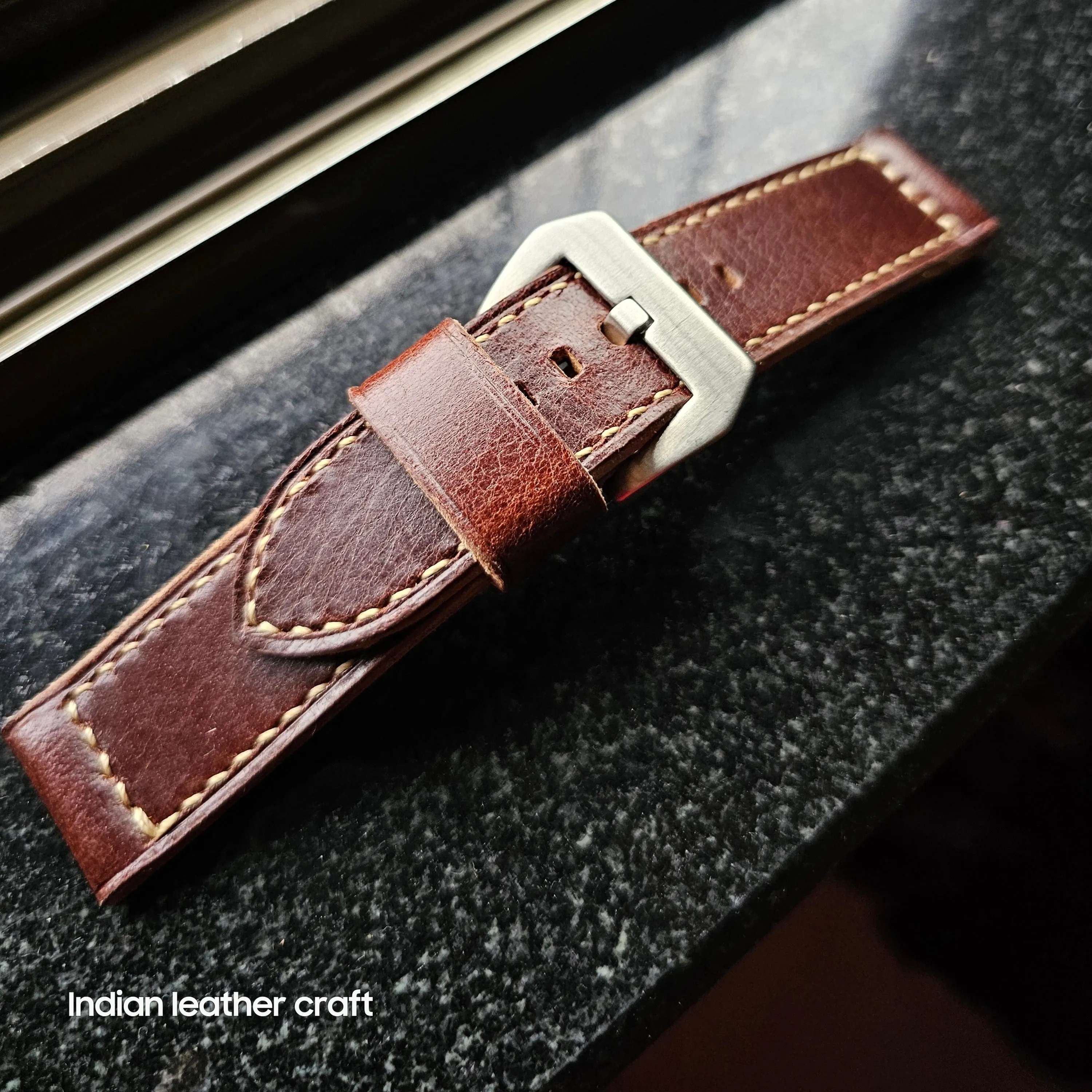 Handmade leather strap for luminor panerai