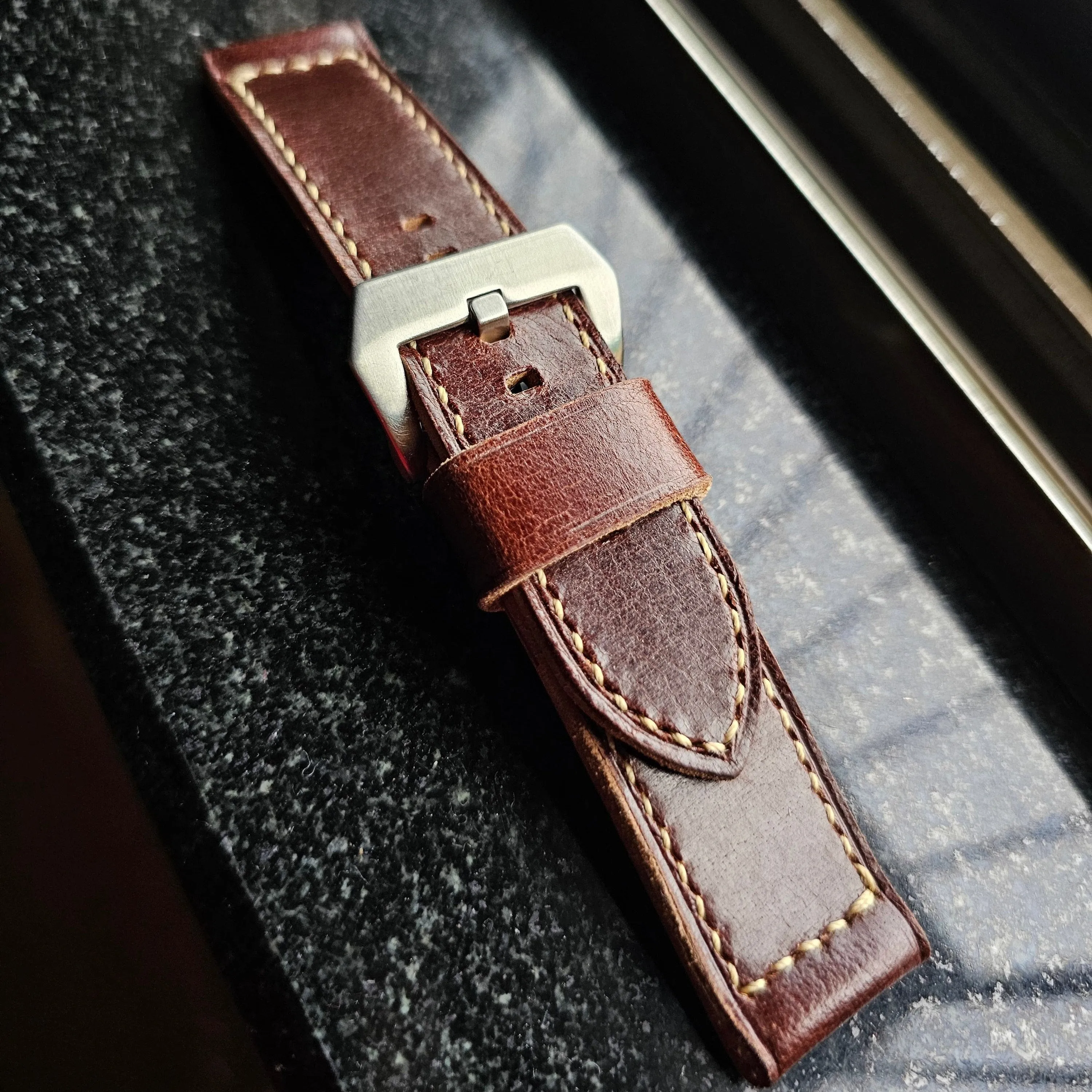 Handmade leather strap for luminor panerai