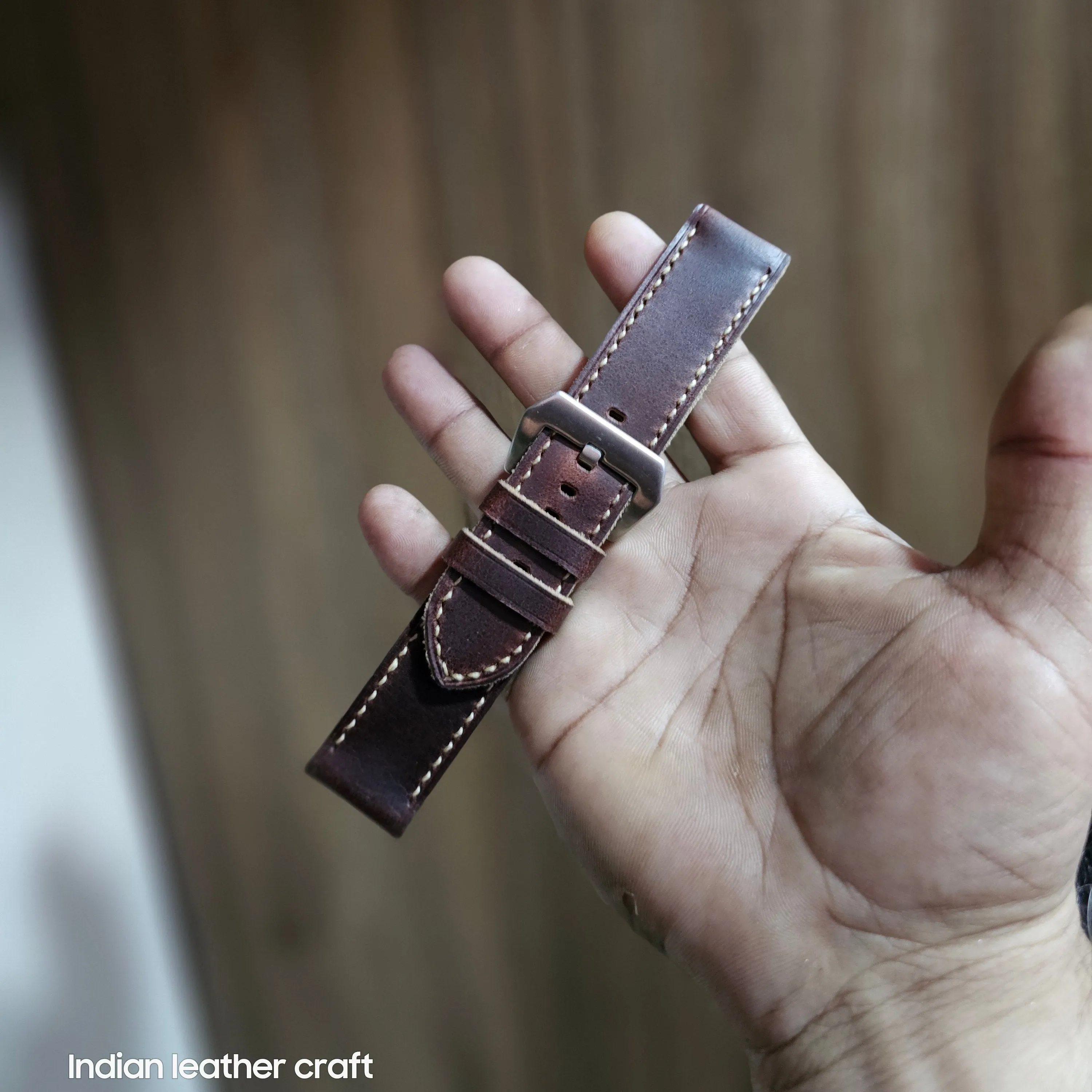 Handmade leather strap for luminor panerai