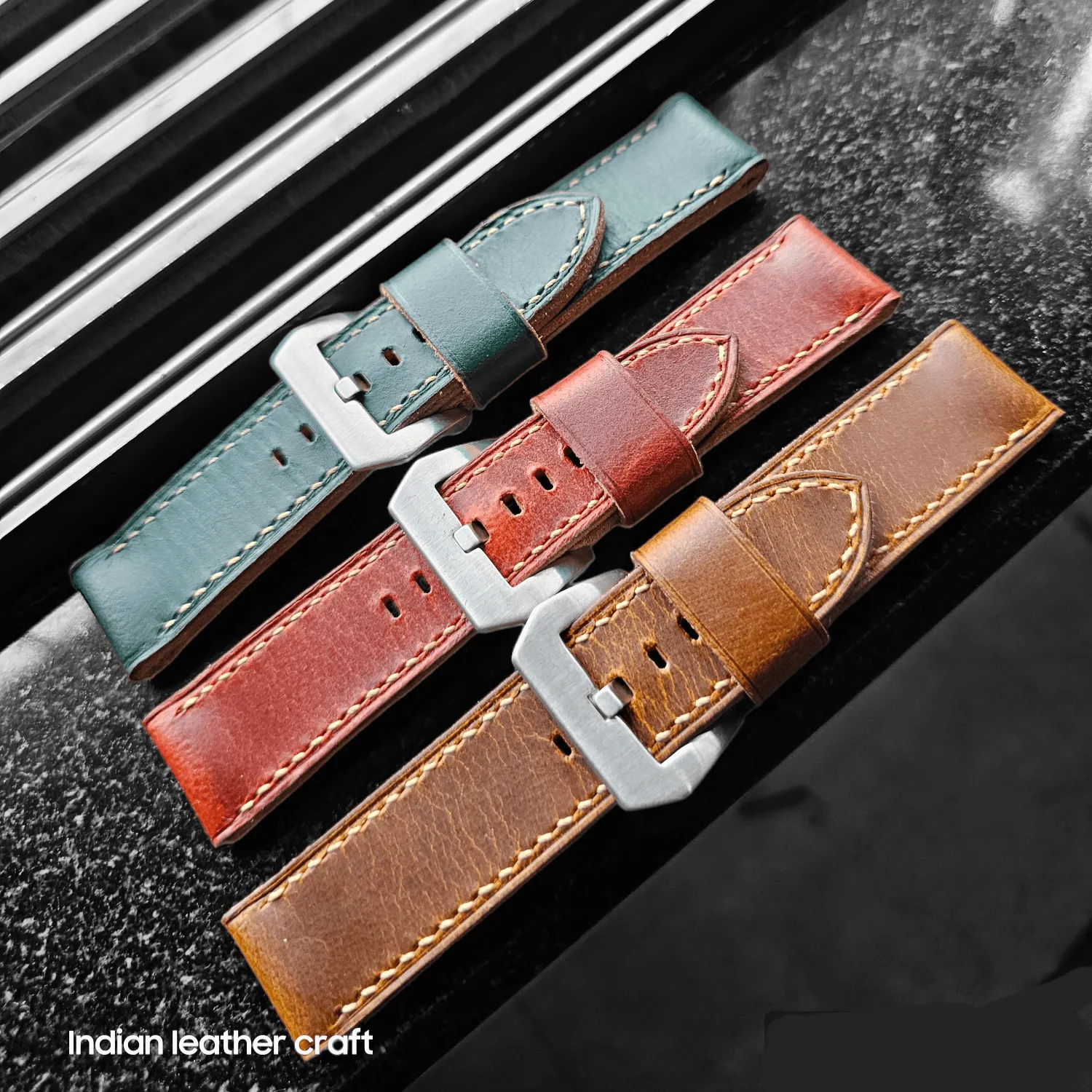 Handmade leather strap for luminor panerai
