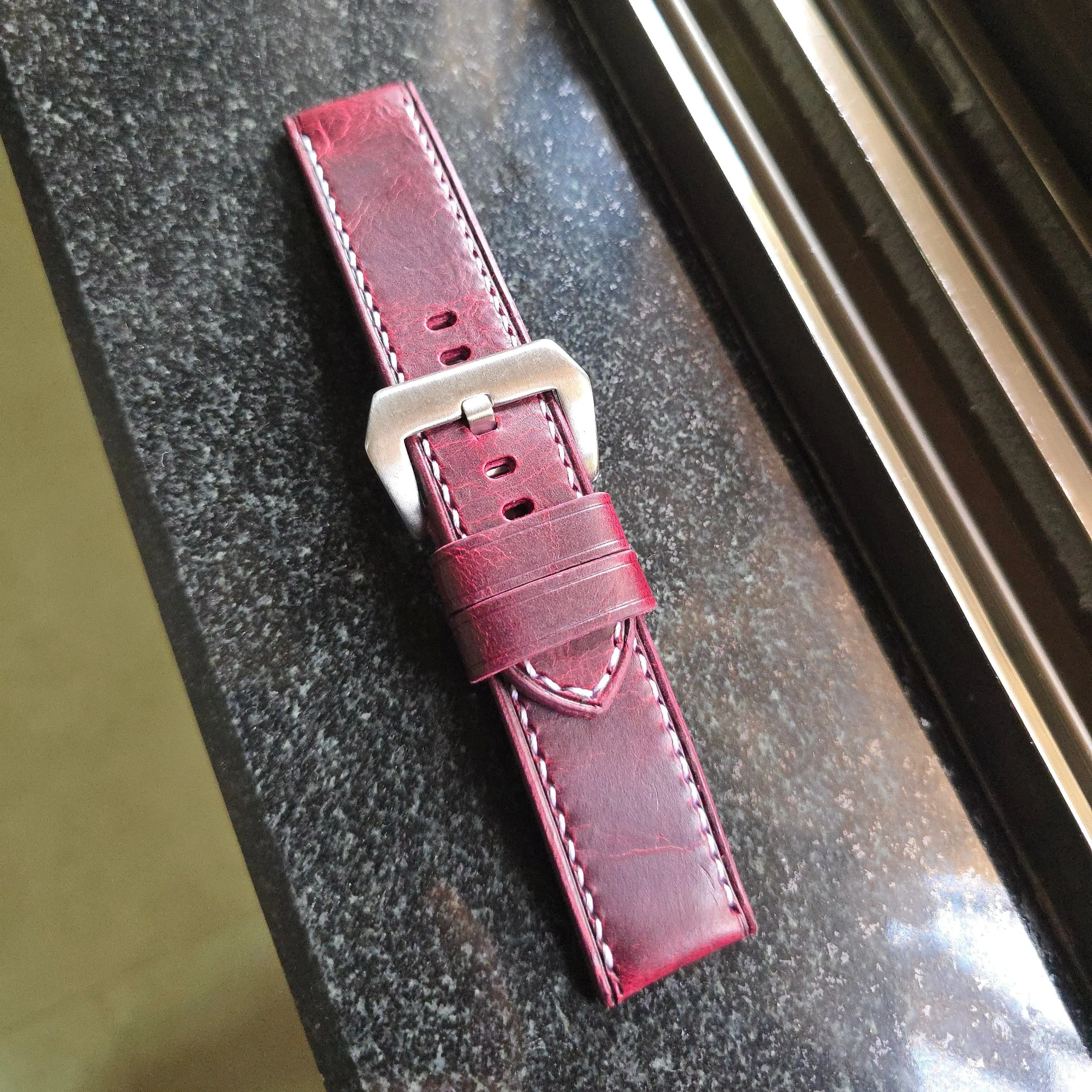 Handmade leather strap for luminor panerai