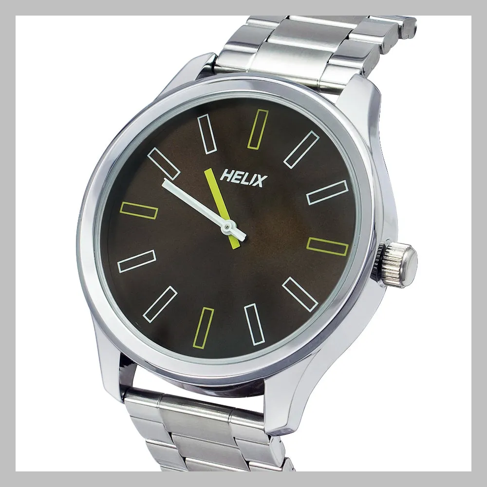 Helix By Timex Brown Round Analog Stainless Steel Watch Men -TW043HG06