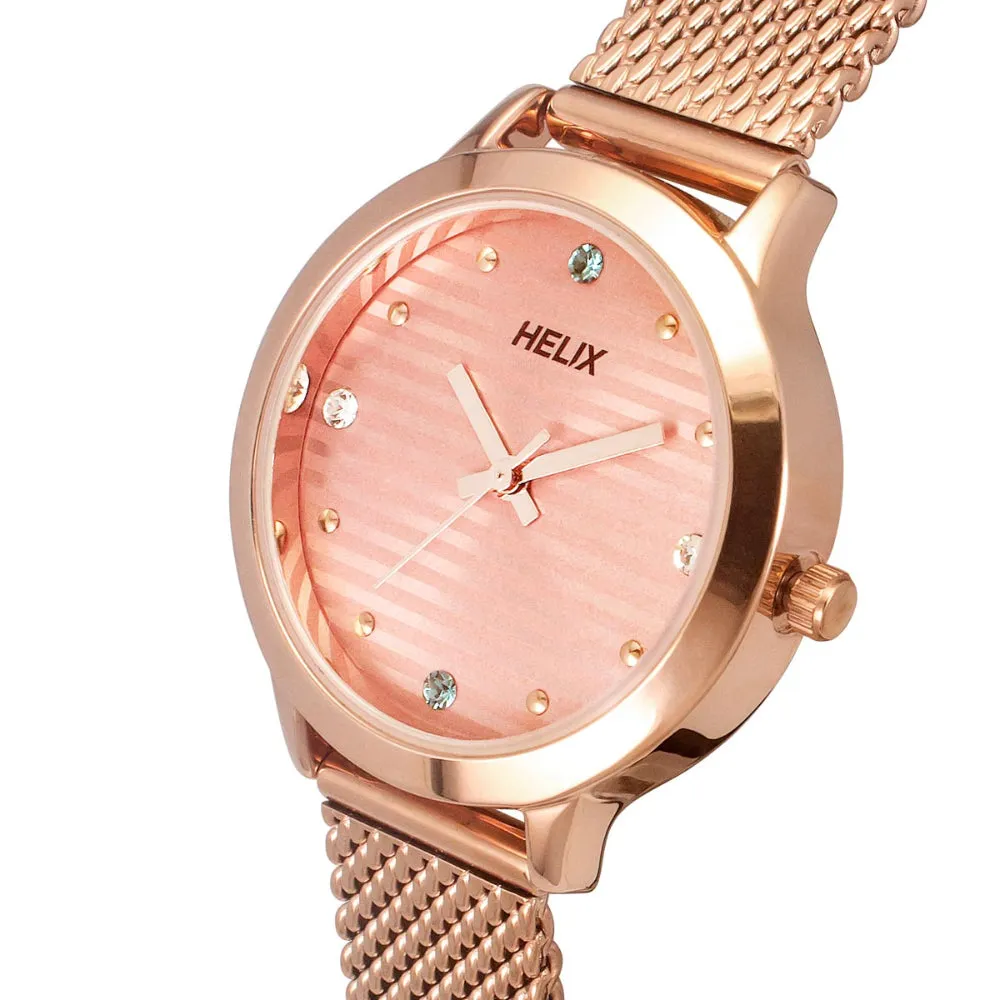 Helix By Timex Coral Round Analog Stainless Steel Watch Women -TW022HL23