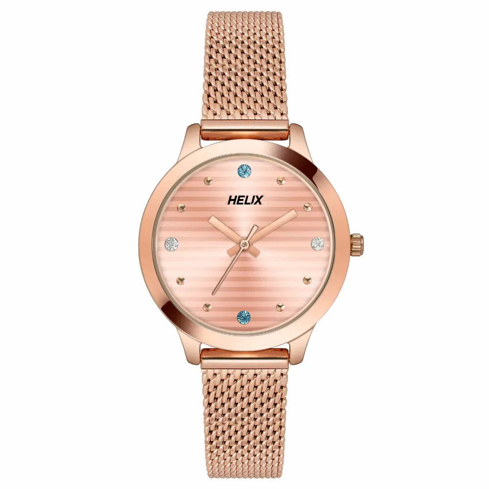Helix By Timex Coral Round Analog Stainless Steel Watch Women -TW022HL23